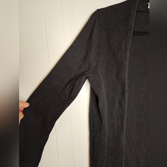 Gap Black Cotton Open Front Long Sleeve Waffle Knit Front Cardigan Sz S EUC - Picture 3 of 13
